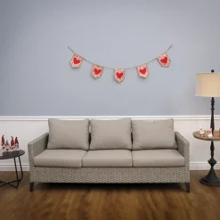 Best National Tree Company 6 ft. Valentine's Red Hearts and Dots Jute Garland