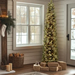 Outlet National Tree Company 10 ft.Pre-Lit Carolina Pine Slim Tree with Clear Lights
