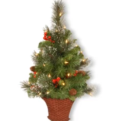 Sale National Tree Company 3 ft.Pre-Lit Crestwood Spruce Tree with Warm White LED Lights