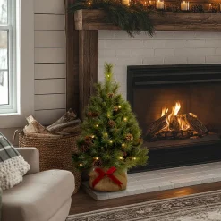 Online National Tree Company 3 ft.Pre-Lit Pine Cone Tree with LED Lights