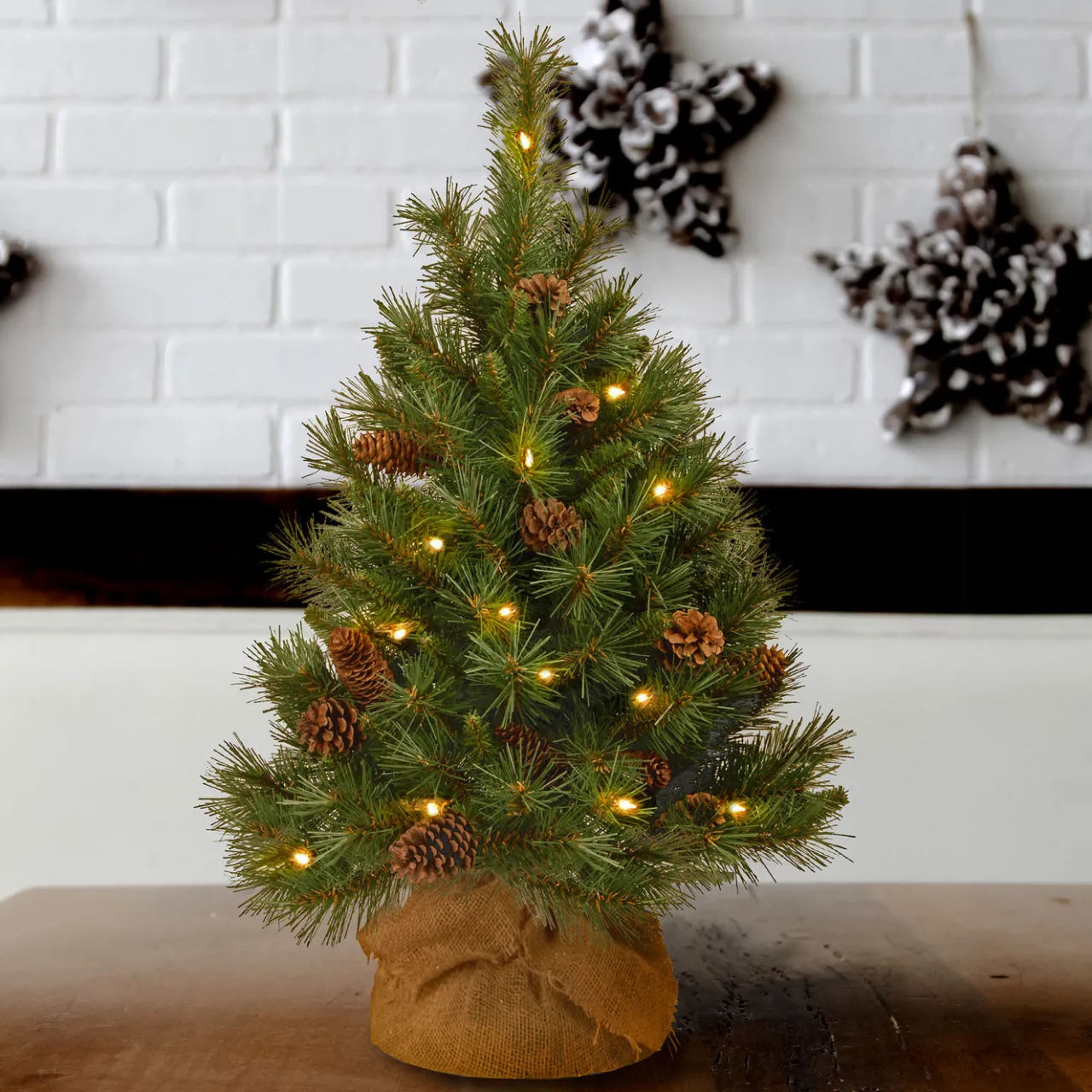 Online National Tree Company 3 ft.Pre-Lit Pine Cone Tree with LED Lights