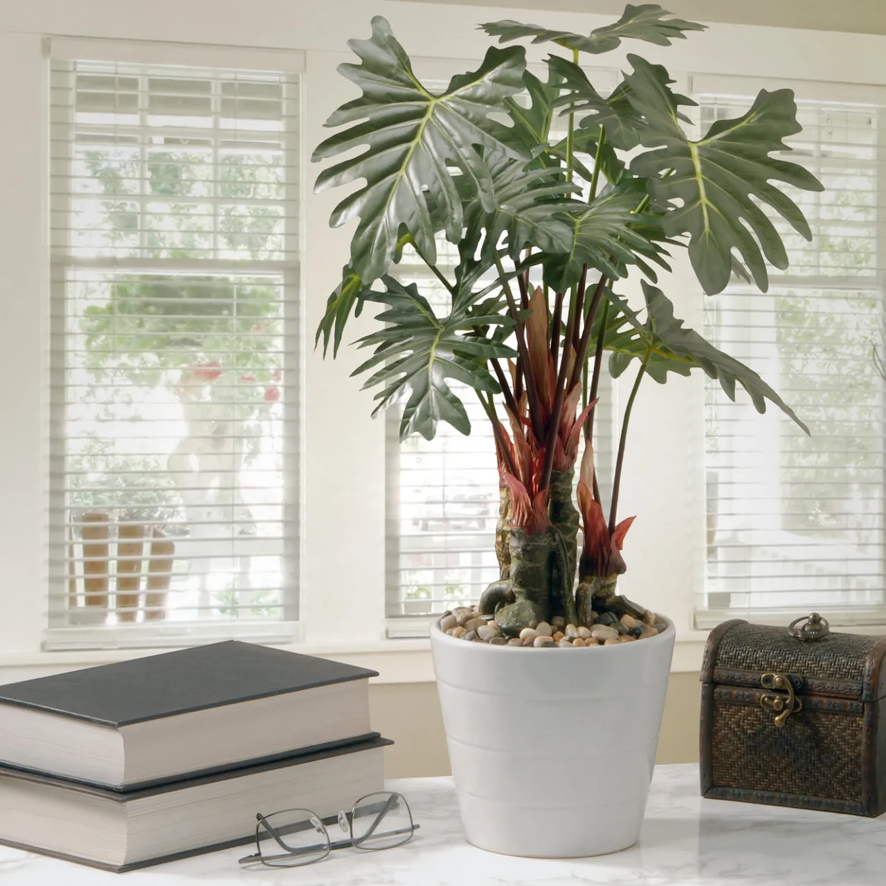 Sale National Tree Company 21 in. Spring Potted Philodendron Plant Decoration Garden Accents in Ceramic Pot