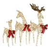 Best National Tree Company 60 in., 52 in. and 36 in. Champagne Glitter Deer Family with 370 Warm White LED Lights