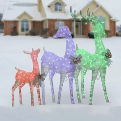 National Tree Company 36 in., 52 in. and 60 in. Mesh Glittered Deer Family with LED Lights