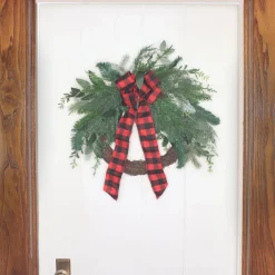 Hot National Tree Company 22 in. Mixed Pine and Bow Decorated Wreath