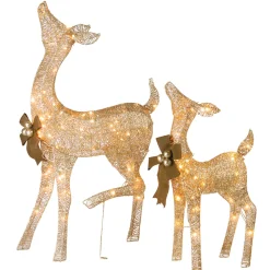 Discount National Tree Company 38 in. and 28 in. Pre-Lit Fawn with Doe Decoration