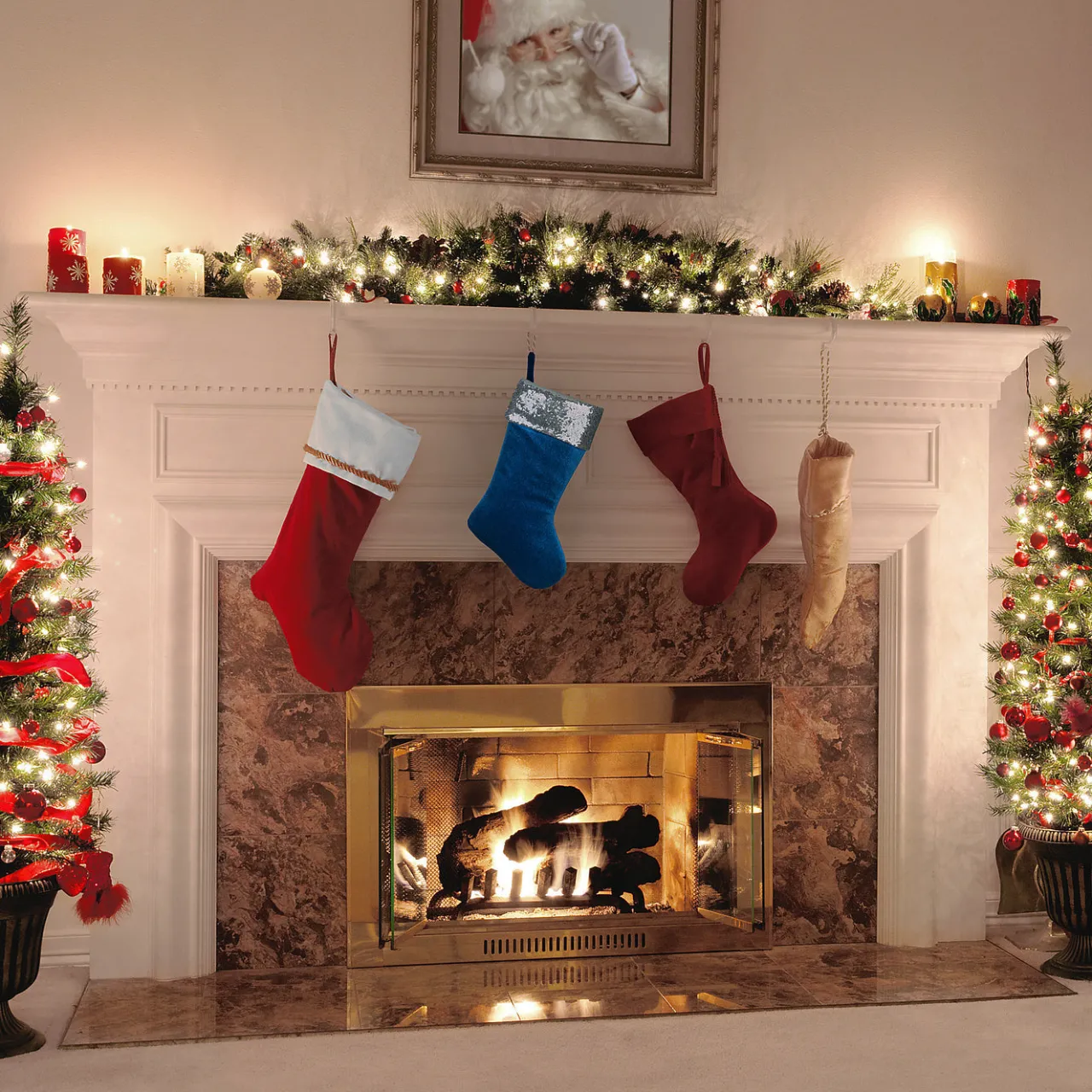 Clearance National Tree Company 19 in. Arctic Lights Collection Blue Velvet Stocking