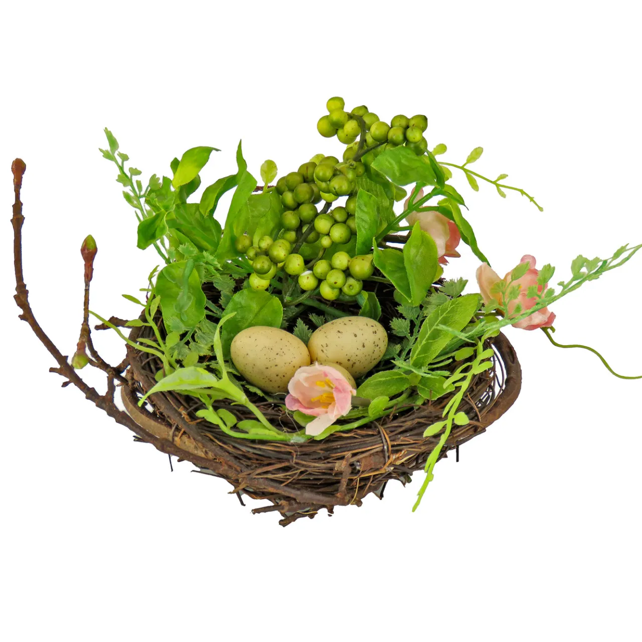 Hot National Tree Company 6 in. Blossom Bird's Nest Table Decoration Decorated with Easter Eggs