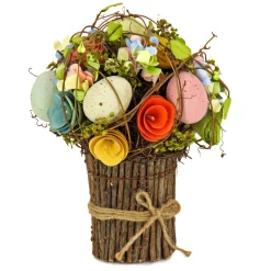 Sale National Tree Company 8 in. Bright Floral Bundle Decorated with Pastel Easter Eggs and Assorted Flowers