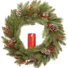 Sale National Tree Company 24 in. Bristle Berry Wreath with Single Candle