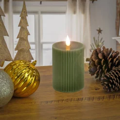 Hot National Tree Company 5 in. by 9 in. HGTV Home Collection Flameless Georgetown Pillar Candle, Dk Green
