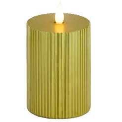 New National Tree Company 5 in. by 9 in. HGTV Home Collection Flameless Georgetown Pillar Candle, Gold