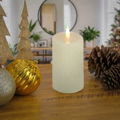 Sale National Tree Company 5 in. by 9 in. HGTV Home Collection Flameless Georgetown Pillar Candle, Ivory