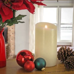 Online National Tree Company 5 in. by 9 in. HGTV Home Collection Flameless Heritage Pillar Candle, Ivory