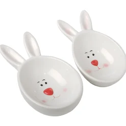 Best National Tree Company 3 in. by 4 in. by 7 in. Easter Bunny Candy Dishes, White, Easter Collection, Set of 2