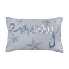 Clearance National Tree Company 14 in by 22 in. Coastal Merry Embroidered Pillow, Blue, Silver