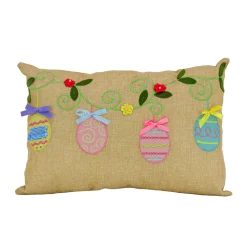 Clearance National Tree Company 18 in. by 10 in. Decorated Easter Eggs Decorative Pillow