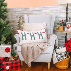 Online National Tree Company 14 in. by 26 in. HGTV HO HO HO Pillow with Embroidery