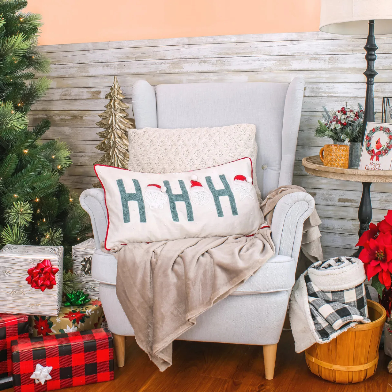 Online National Tree Company 14 in. by 26 in. HGTV HO HO HO Pillow with Embroidery