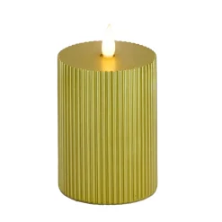 New National Tree Company 4 in. by 8 in. HGTV Home Collection Flameless Georgetown Pillar Candle, Gold