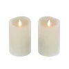 National Tree Company 2 in. by 5 in. HGTV Home Collection Flameless Heritage Pillar Candle Pair, Ivory