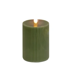 National Tree Company 3 in. by 5 in. HGTV Home Collection Flameless Georgetown Pillar Candle, Dk Green