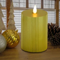 Hot National Tree Company 5 in. by 11 in. HGTV Home Collection Flameless Georgetown Pillar Candle, Gold