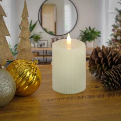 Clearance National Tree Company 4 in. by 10 in. HGTV Home Collection Flameless Georgetown Pillar Candle, Ivory