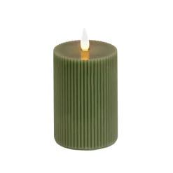 Outlet National Tree Company 3 in. by 7 in. HGTV Home Collection Flameless Georgetown Pillar Candle, Dk Green