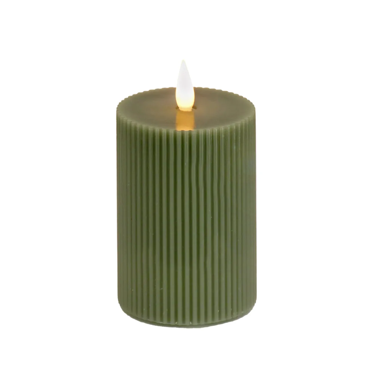 Outlet National Tree Company 3 in. by 7 in. HGTV Home Collection Flameless Georgetown Pillar Candle, Dk Green