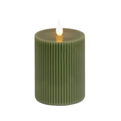 Outlet National Tree Company 5 in. by 7 in. HGTV Home Collection Flameless Georgetown Pillar Candle, Dk Green