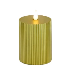 Best National Tree Company 4 in. by 6 in. HGTV Home Collection Flameless Georgetown Pillar Candle, Gold