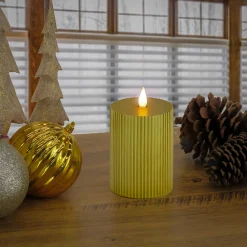 Best National Tree Company 4 in. by 6 in. HGTV Home Collection Flameless Georgetown Pillar Candle, Gold
