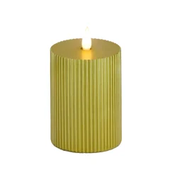 New National Tree Company 3 in. by 5 in. HGTV Home Collection Flameless Georgetown Pillar Candle, Gold