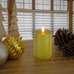 Sale National Tree Company 3 in. by 7 in. HGTV Home Collection Flameless Georgetown Pillar Candle, Gold