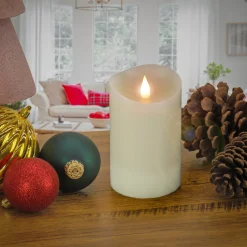 Hot National Tree Company 3 in. by 5 in. HGTV Home Collection Flameless Heritage Pillar Candle, Ivory
