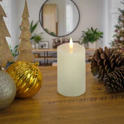 Discount National Tree Company 3 in. by 9 in. HGTV Home Collection Flameless Georgetown Pillar Candle, Ivory