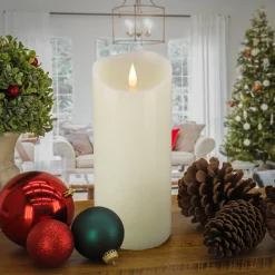 Hot National Tree Company 4 in. by 10 in. HGTV Home Collection Flameless Heritage Pillar Candle, Ivory