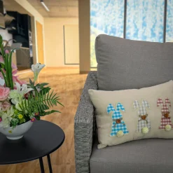 Best National Tree Company 18 in. by 10 in. Plaid Easter Bunnies Decorative Pillow