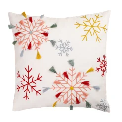 New National Tree Company 18 in. by 18 in.Velvet Snowflake Embroidery Pillow