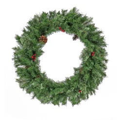Best National Tree Company 30 in. Cashmere Wreath with Pinecones and Red Berries