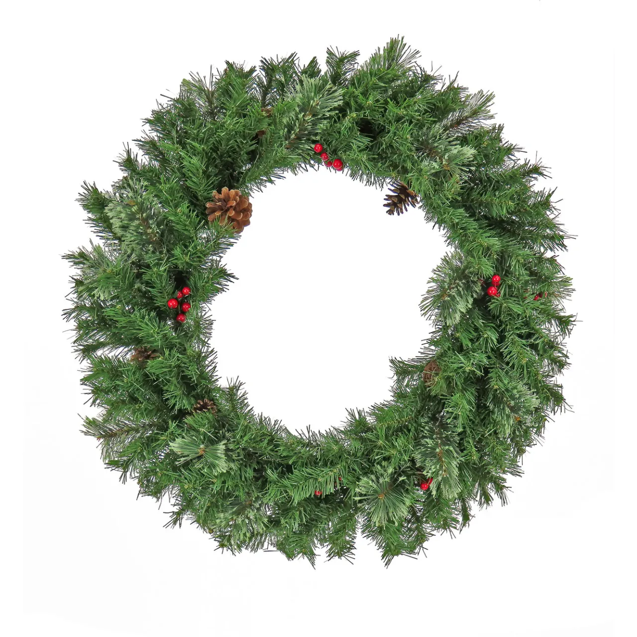 Best National Tree Company 30 in. Cashmere Wreath with Pinecones and Red Berries