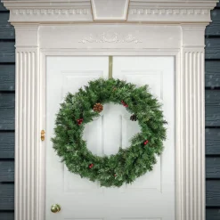 Best National Tree Company 30 in. Cashmere Wreath with Pinecones and Red Berries