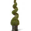 Online National Tree Company 48 in. Cedar Spiral Topiary Tree with Ball in a Black Square Pot