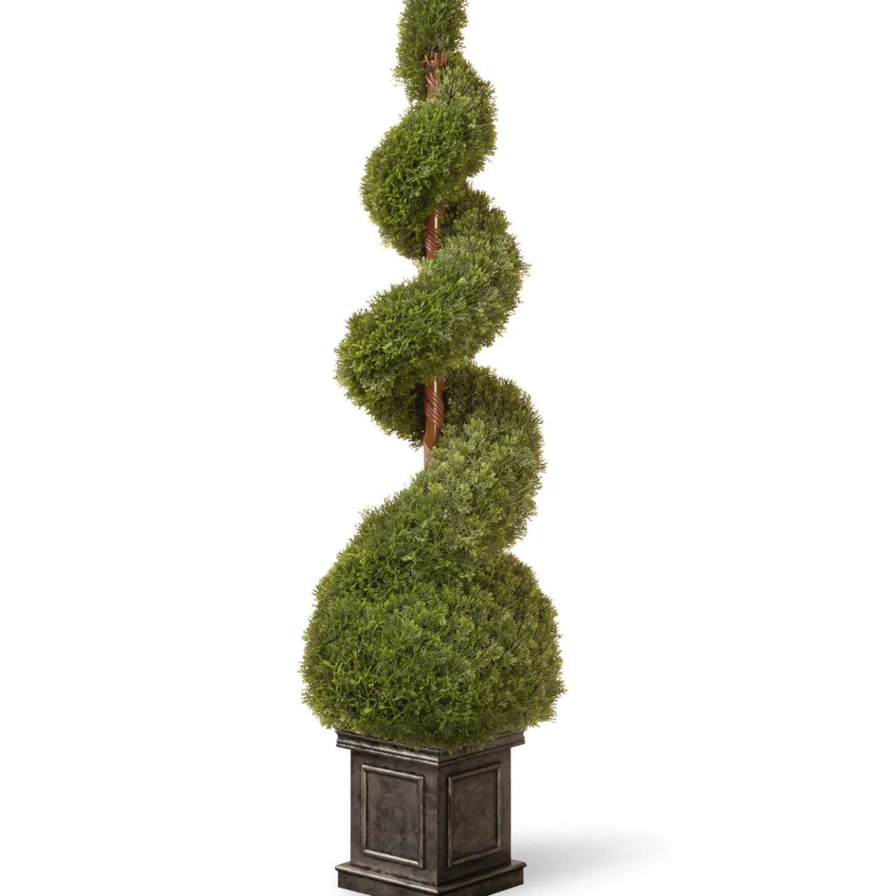 Online National Tree Company 48 in. Cedar Spiral Topiary Tree with Ball in a Black Square Pot