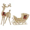 Discount National Tree Company 48 in. Champagne Reindeer Pulling 38 in. Sleigh