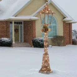 New National Tree Company 60 in. Champagne Vine Lamppost Decoration with Clear Lights