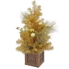 Outlet National Tree Company 36 in. Christmas Be Merry Decorated Gold Tree with Warm White LED Lights