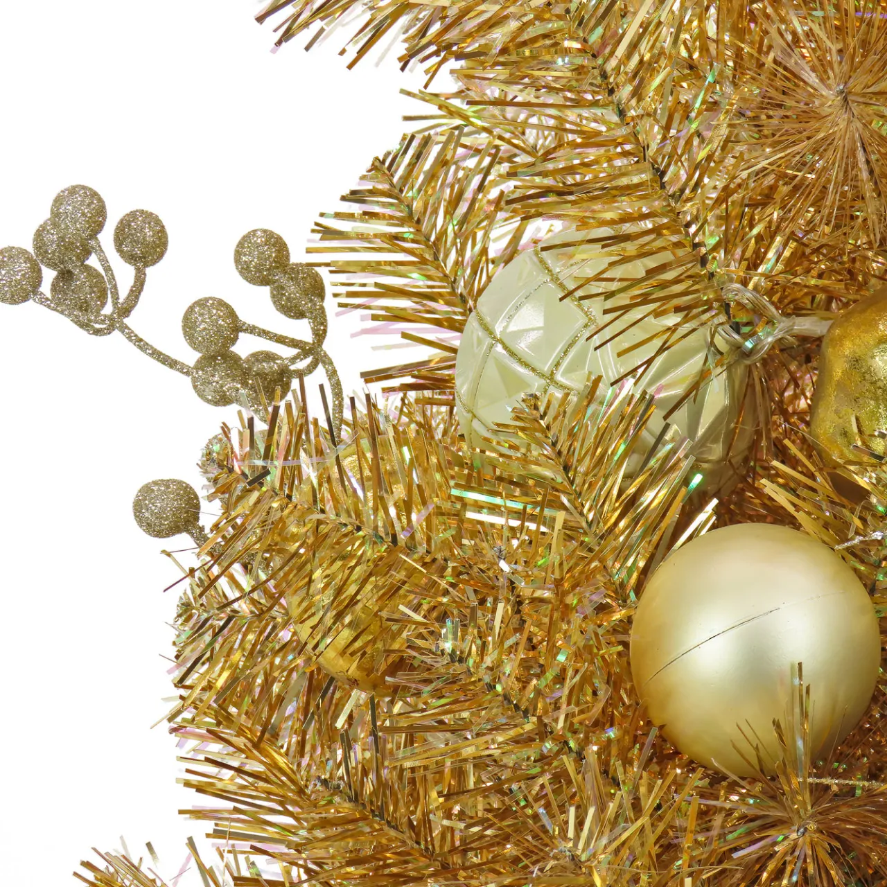 Outlet National Tree Company 36 in. Christmas Be Merry Decorated Gold Tree with Warm White LED Lights