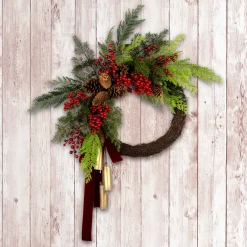 Hot National Tree Company 24 in. Christmas Joy Chimes Wreath
